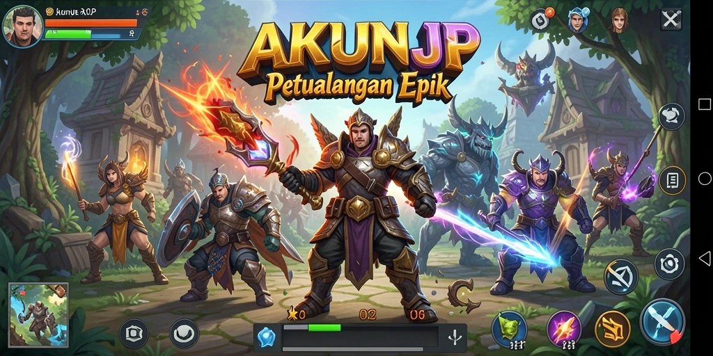 Screenshot gameplay AKUNJP menampilkan aksi seru dalam pertarungan RPG.