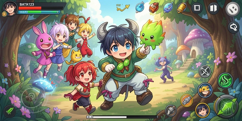 Screenshot gameplay BATA123 menampilkan karakter anime dalam pertempuran yang mendebarkan.