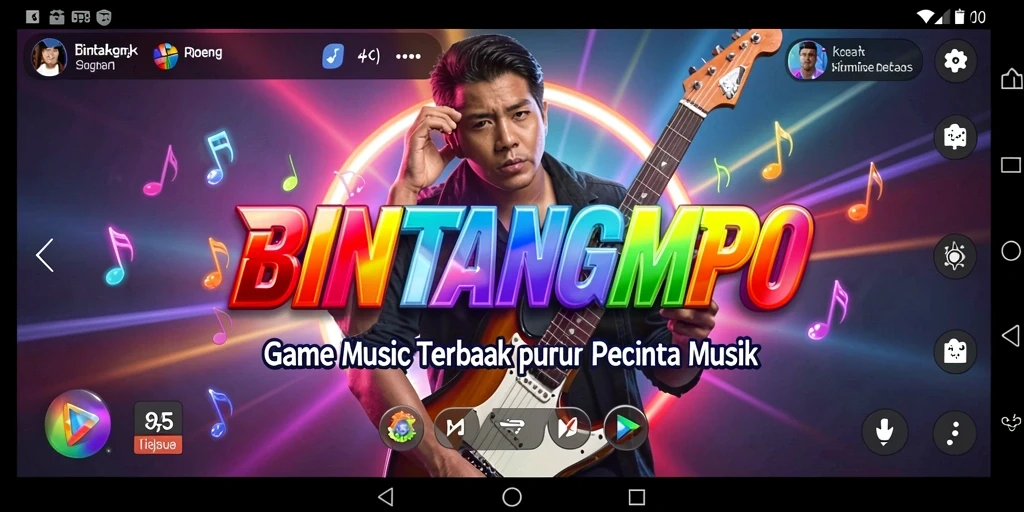 Tampilan gameplay seru BINTANGMPO dengan efek musik yang menarik.