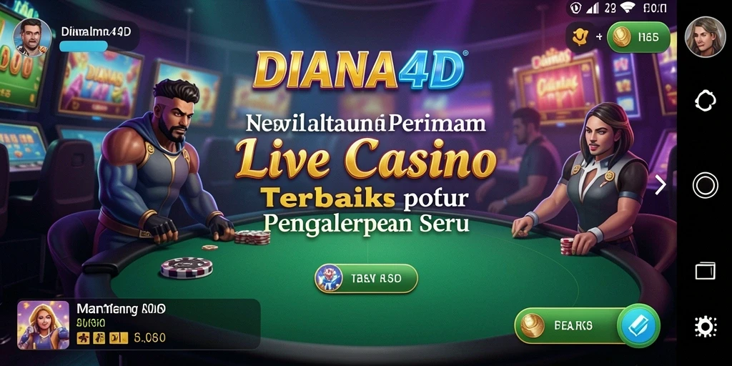 Screenshot gameplay DIANA4D menampilkan dealer dan pemain dalam suasana kasino langsung.
