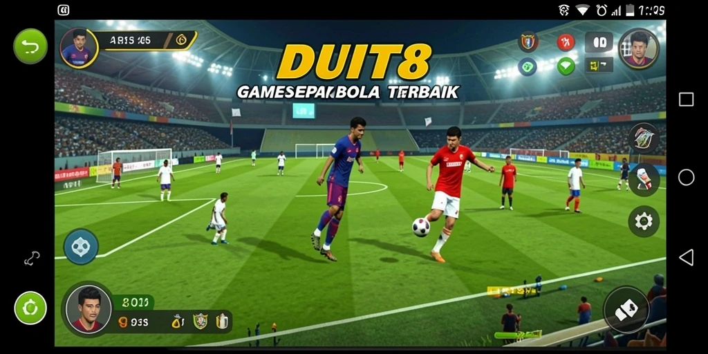 Gameplay mendebarkan di lapangan sepak bola virtual.