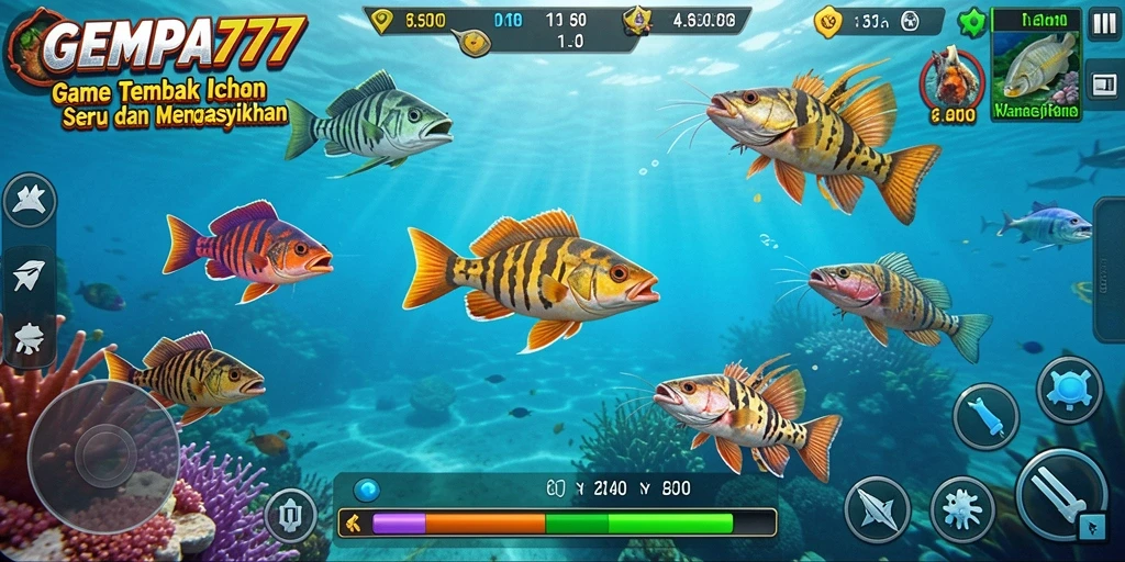 Tangkapan layar gameplay GEMPA777 yang menampilkan keseruan menembak ikan.
