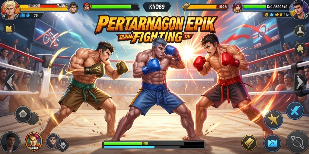Screenshot KNO89 menampilkan aksi pertarungan yang intens antara karakter ikonik.