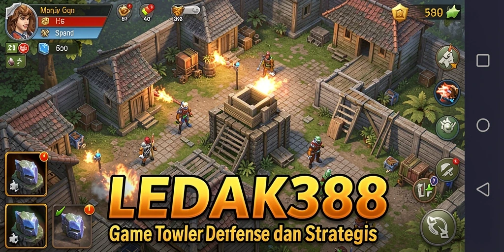 Tampilan gameplay <strong>LEDAK388</strong> dalam momen menegangkan saat bertahan dari serangan musuh.