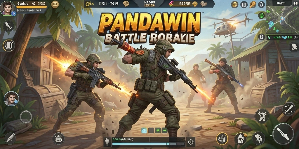 Screenshot gameplay seru dari PANDAWIN yang menampilkan aksi Battle Royale.