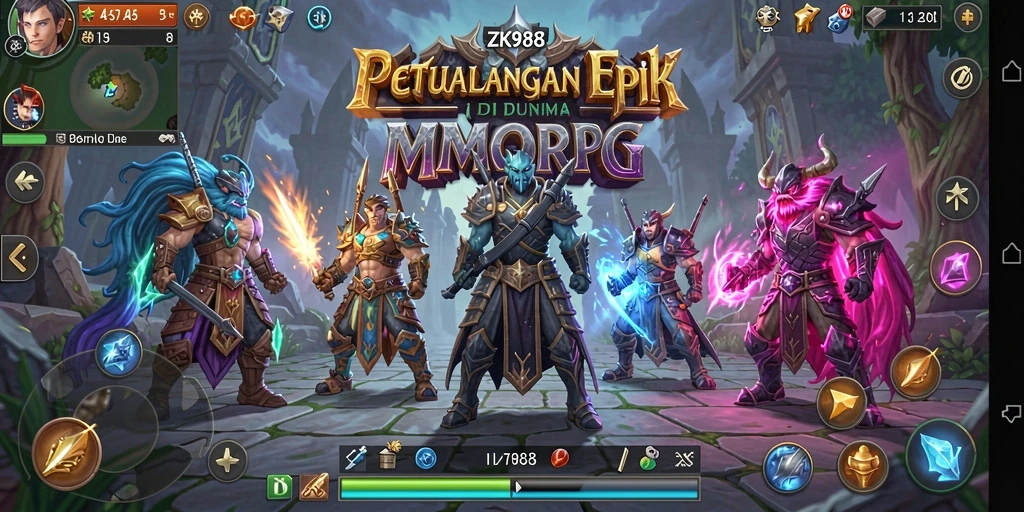 Screenshot ZK988 menampilkan aksi seru dalam pertempuran MMORPG.